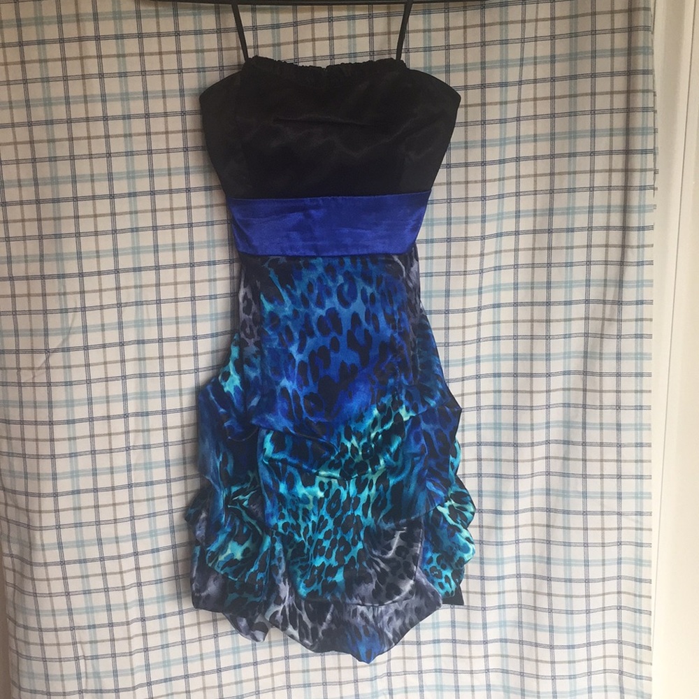 Cheetah print strapless homecoming/prom dress